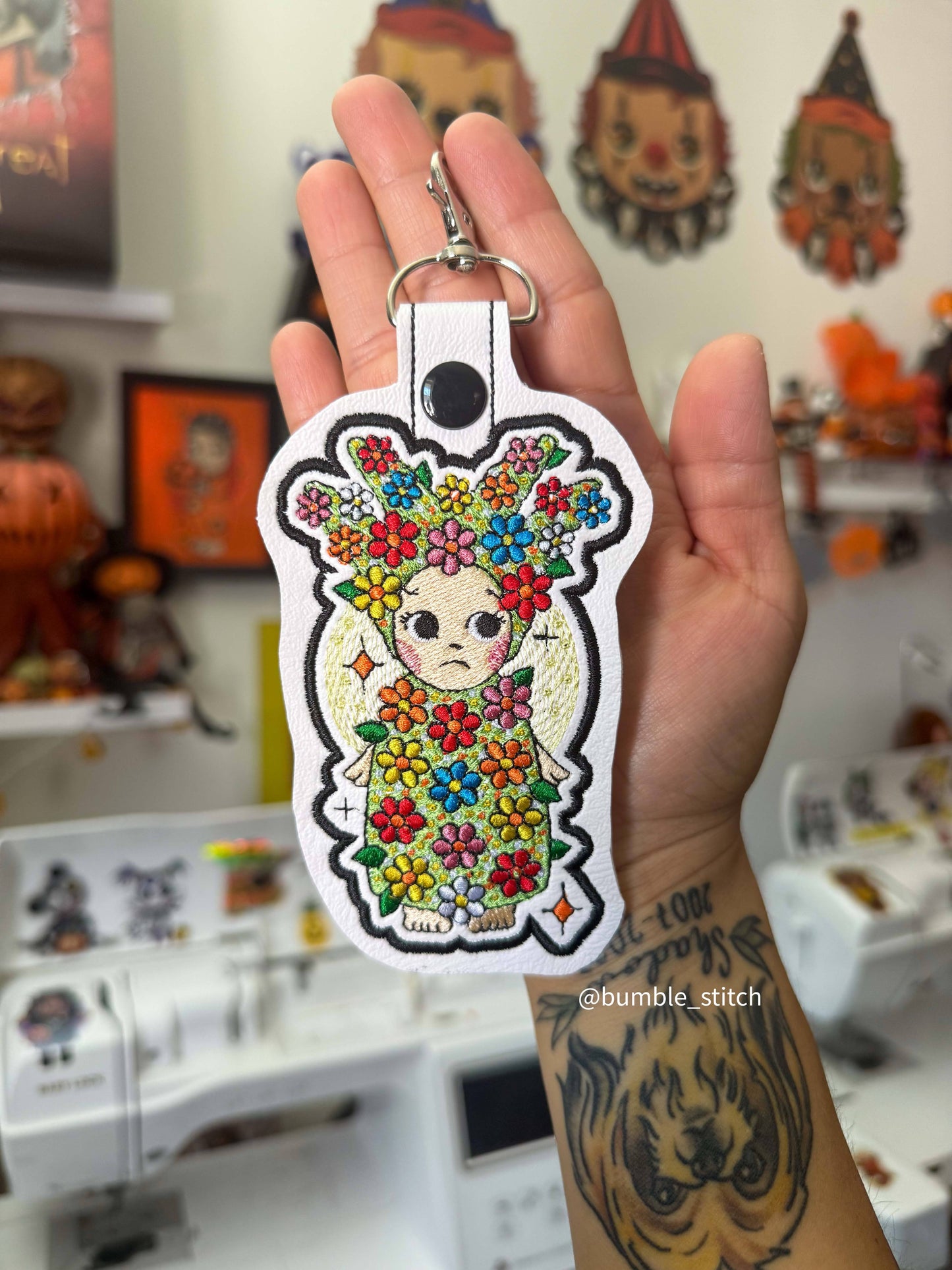 May Queen Angel Embroidered Keychain