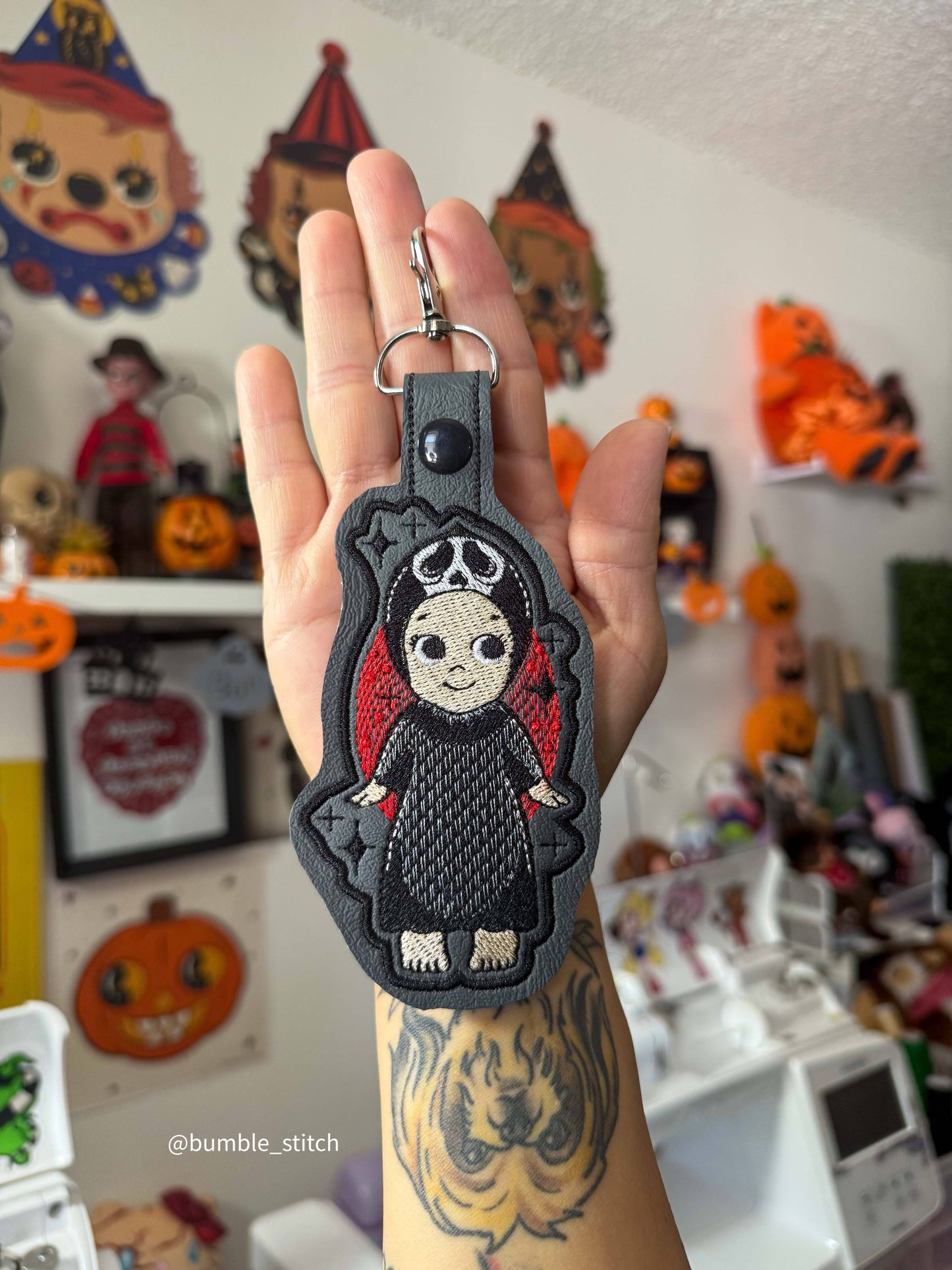 Phantom Angel Embroidered Keychain