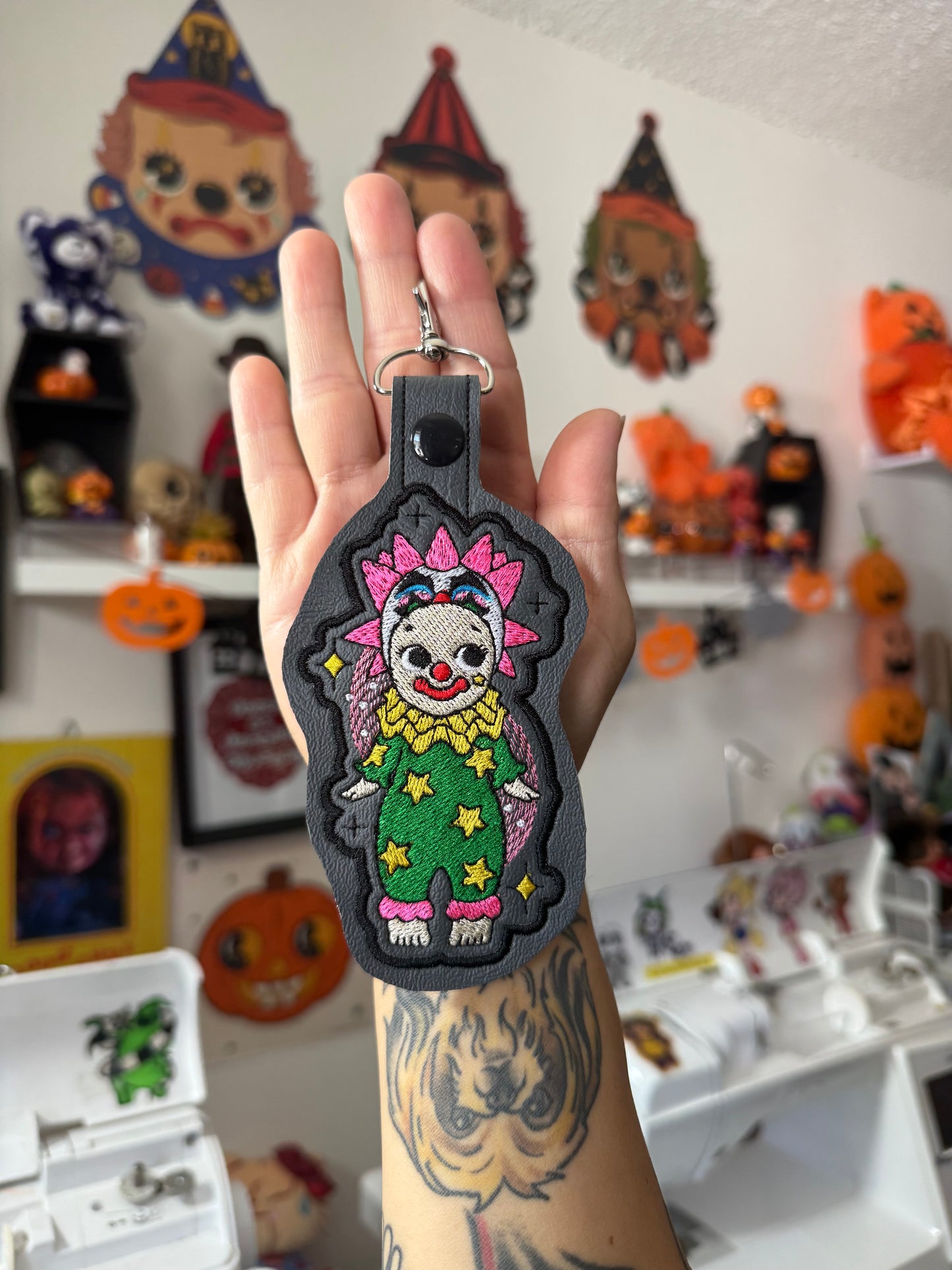 Spikey Angel Embroidered Keychain