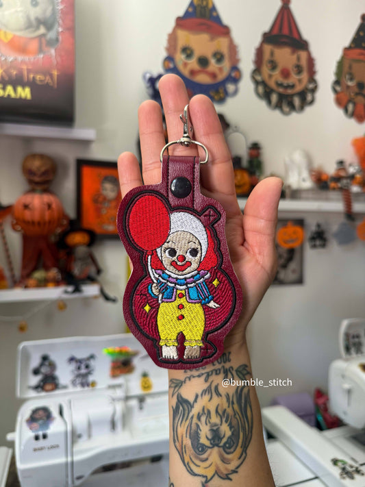 1990 Clown Angel Embroidered Keychain