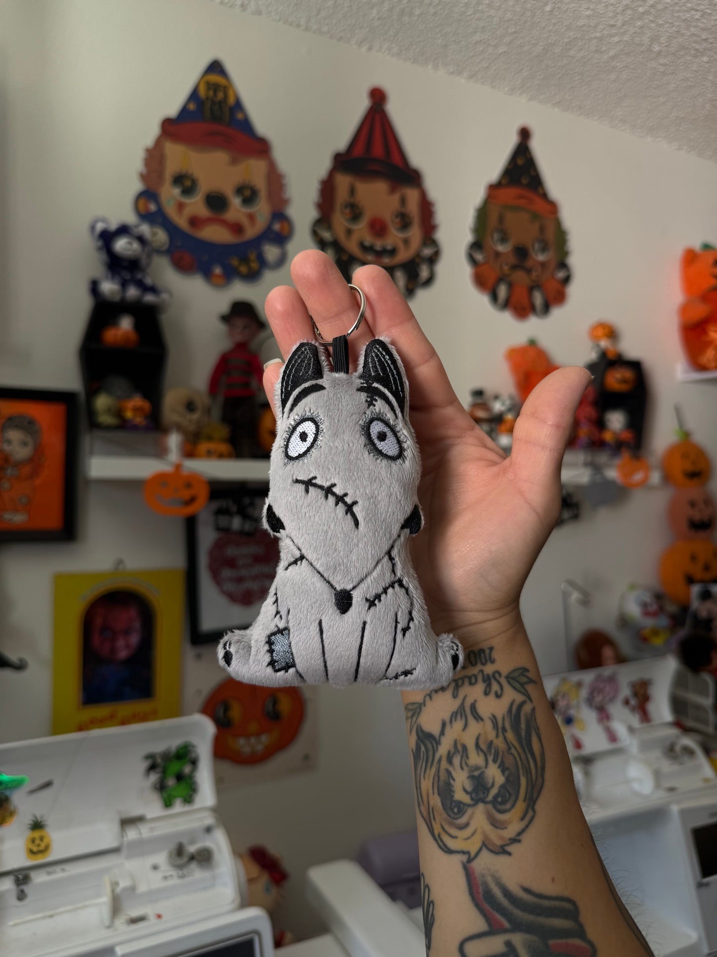 Sitting Bolt Pup Plushie Keychain