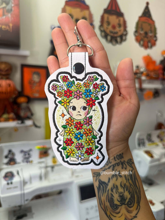 May Queen Angel Embroidered Keychain